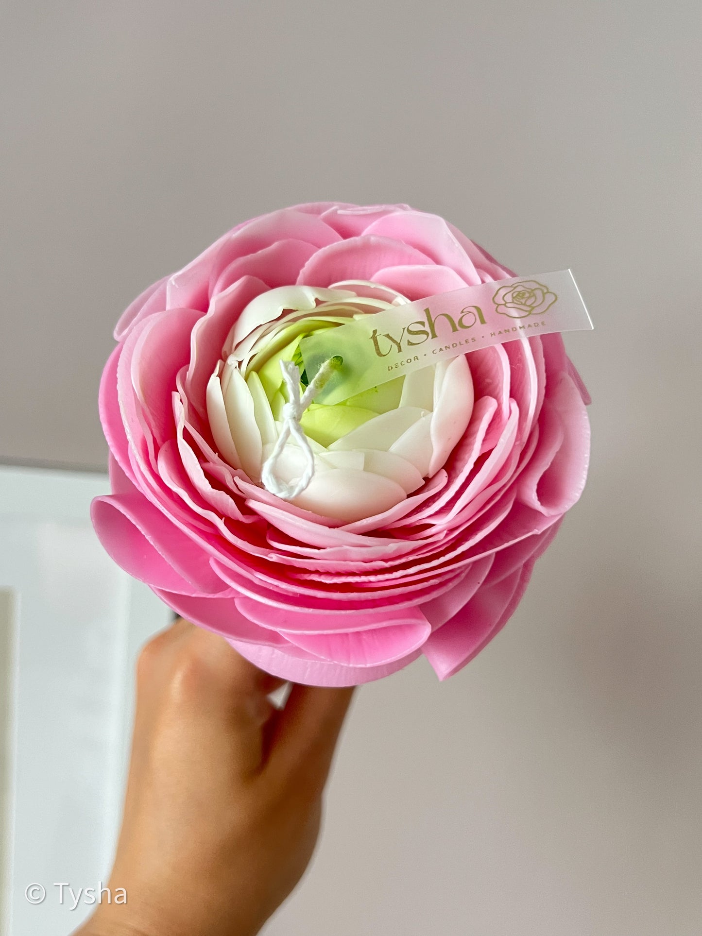 Ranunculus Candle on a steam Pink