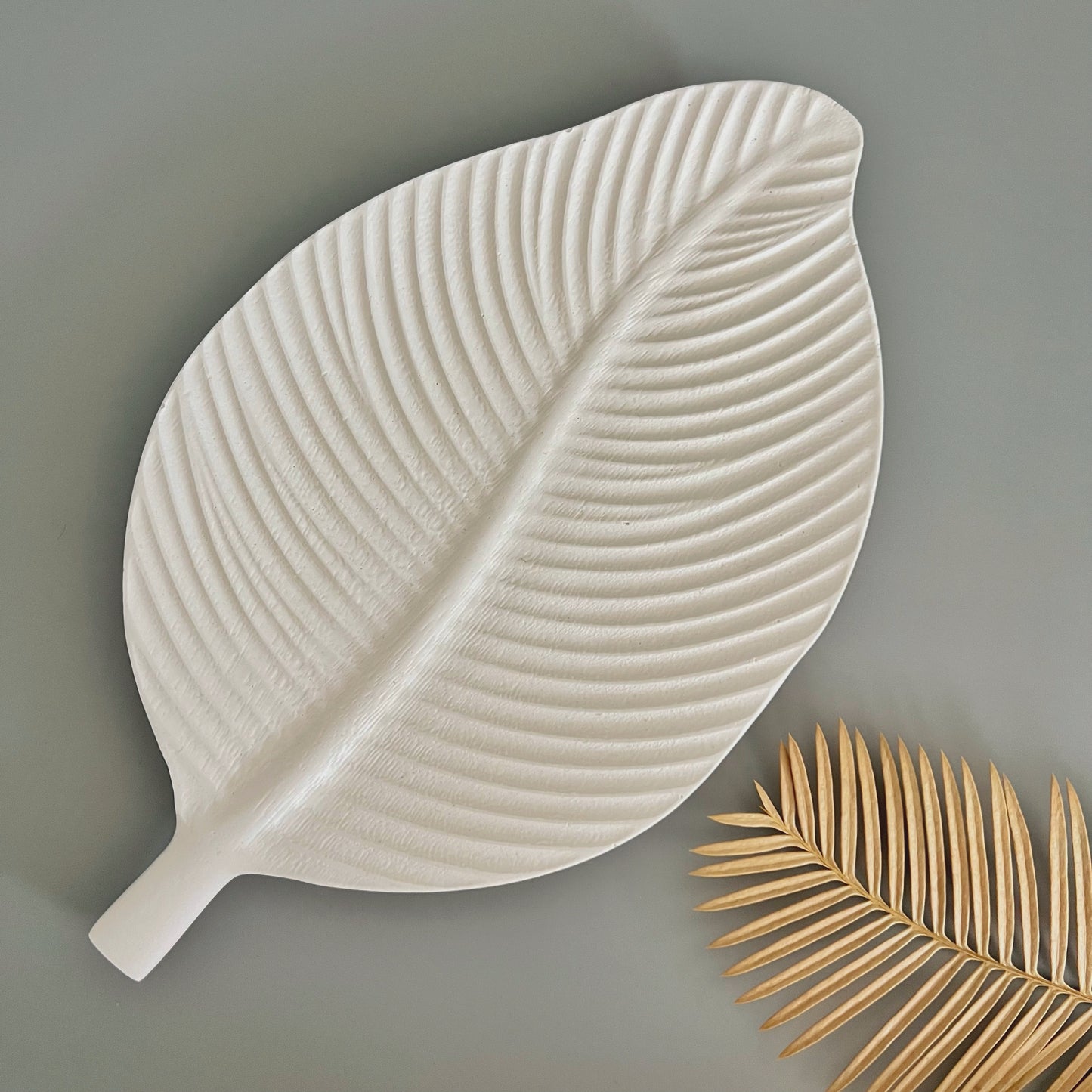 Decorative tray Leaf White