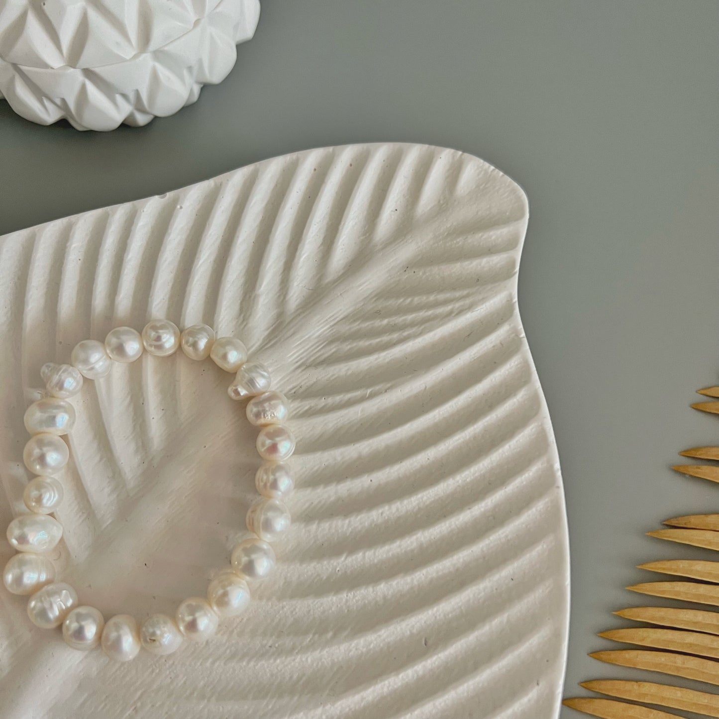 Decorative tray Leaf White