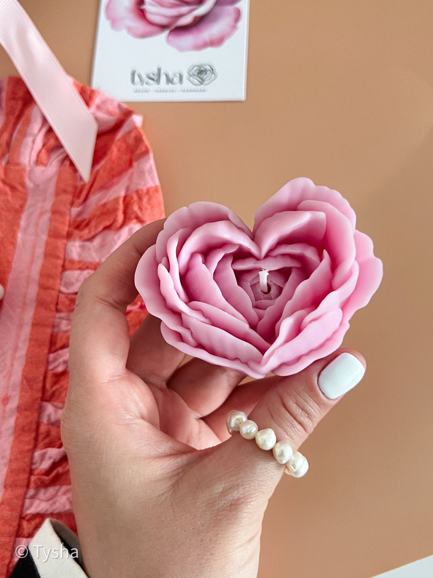 Pink Set of 2 Flowers Candles + stand